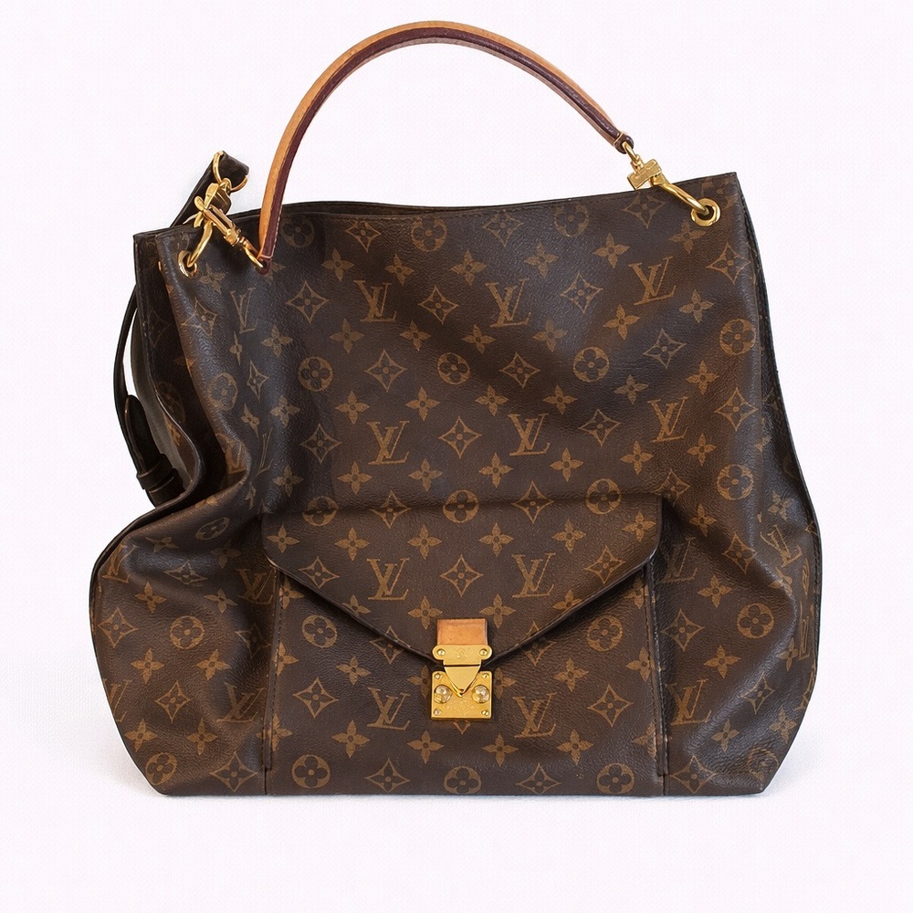 Retired Authentic Louis Vuitton Monogram Shoulder Bag with Gold-Tone Accents